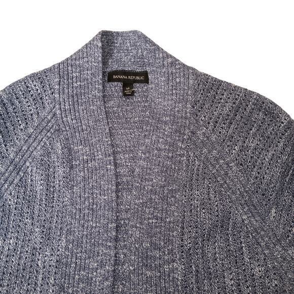 BANANA REPUBLIC Knitted‎ Sweater Open Front Cardigan Size Medium Blue Cotton - Picture 3 of 8
